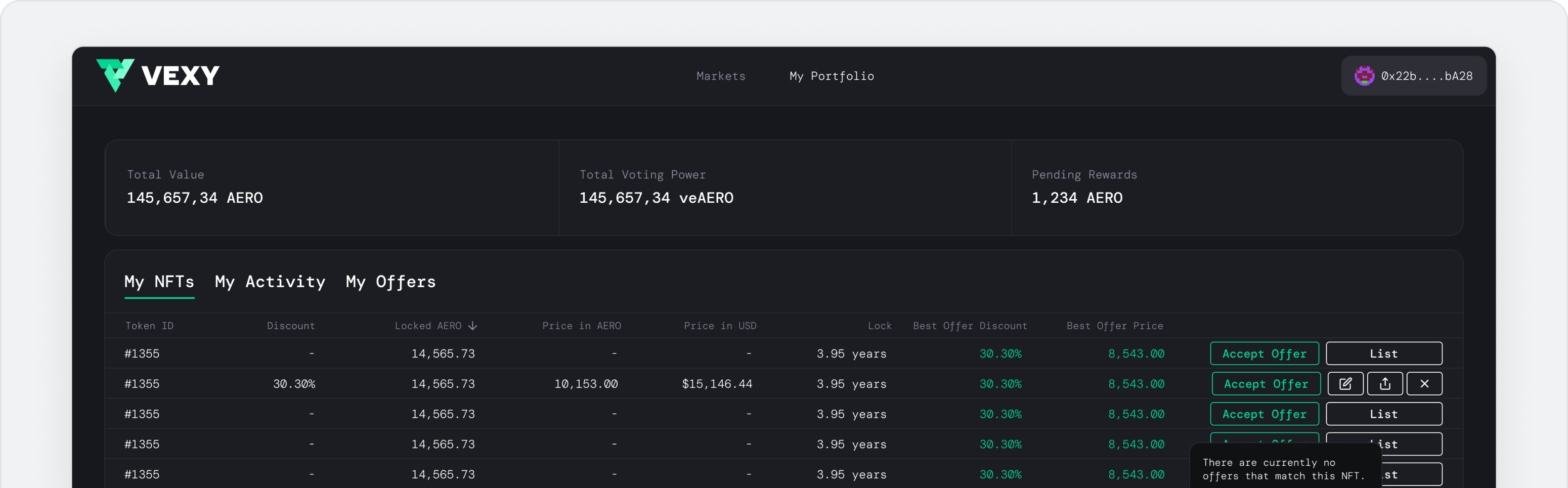 Vexy — My NFTs portfolio with best offers and one-click sell-now